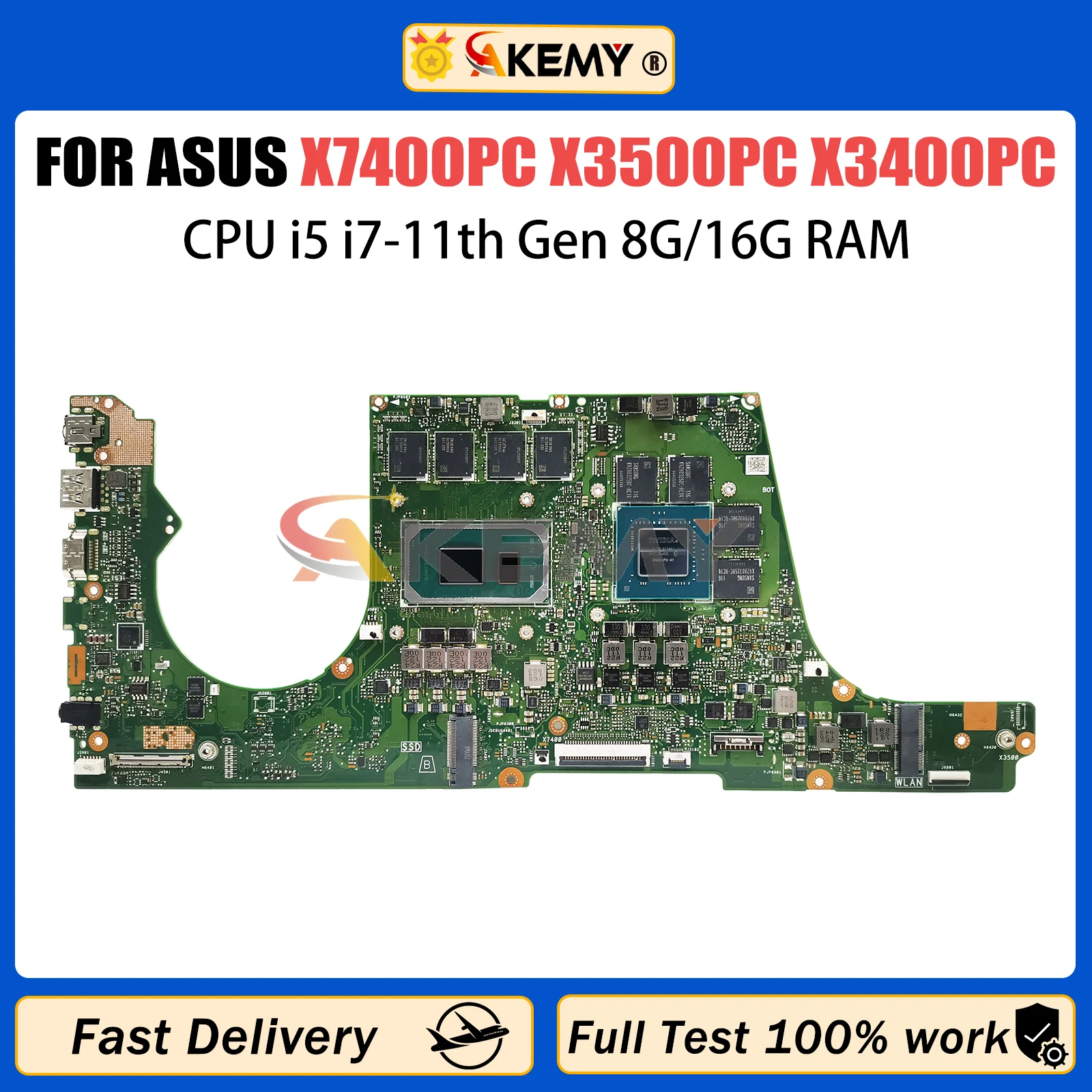 AKEMY X7400PC Mainboard For ASUS X7400P X3500PC X3400PC X3500PA X3500PH X3400PA X3400PH Laptop Motherboard I5 I7 11th CPU 8G/16G