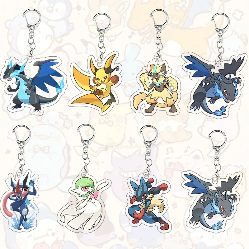Mega Charizard Acryl-Schlüsselanhänger Kawaii X Raichu Luxray Gardevoir Lucario Greninja Zubehör Rucksack-Taschenanhänger Geburtstagsgeschenk