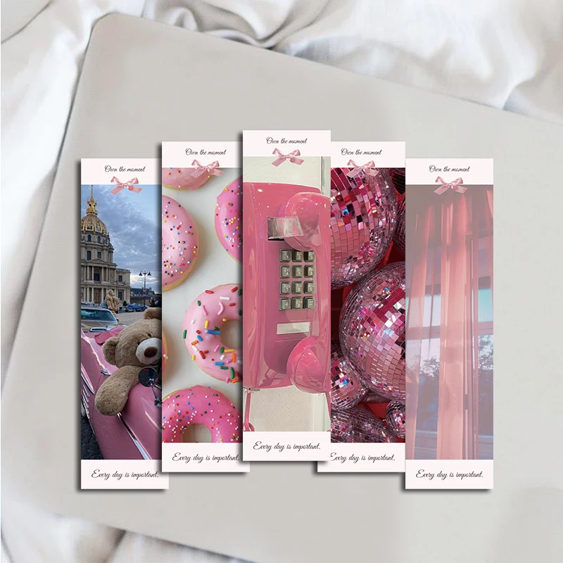 30PCS Pink Bell Ringing Design Reading Bookmarks Paper Cartoon Stationery Laptop Luggage Living Gifts Room Decoration Bookmark
