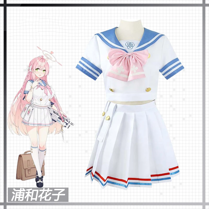 Game Blue Archive Cosplay Urawa Hanako Costume Cute Sea Breeze Pleated Skirt Female Uniform Full set C