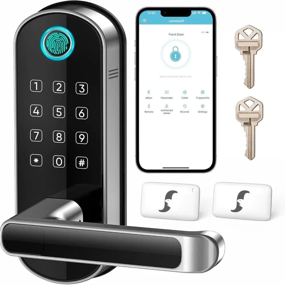 

Smart Door Lock with Handle,Wi-Fi Digital Fingerprint Doors Lock,Front Door Bluetooth Smart Lock,Door Knob,Deadbolt Alternatives