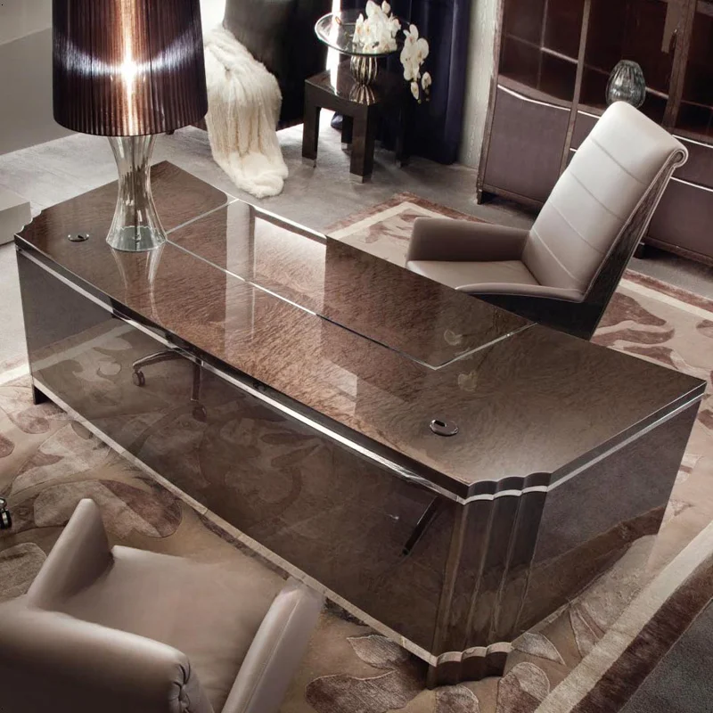 Postmodern light luxury desk overall desk, Hong Kong-style chairperson's desk, Italian luxury lacquered desk