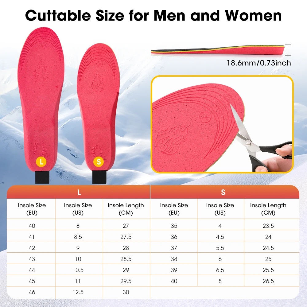 APP Controlled Heated Socks Wireless Heat Unisex Black Pair Rechargeable Adjustable Temperature Smart for Outdoor Camping