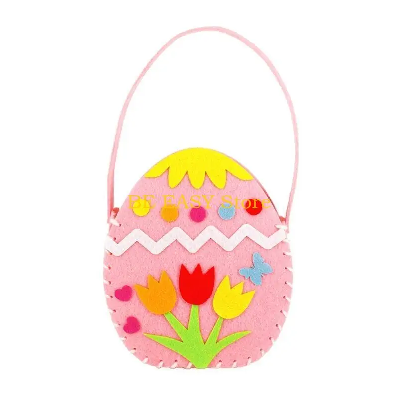 E28F Handmade Colorful Kids Handbag Kit DIY Cartoon Easter Bag Material Package Early Childhood Educational Development Game
