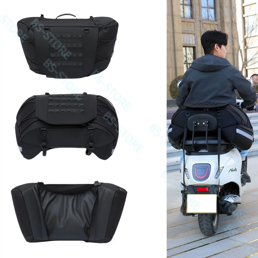 

56-75L Motorcycle Waterproof Tail Bag Travel Outdoor Dry Luggage Roll Pack Bag Motorbike Luggage Backpack Motorcycle Seat Bag