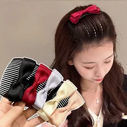 Sweet Cute Bow Hair Comb Clip Korean Simple Back of The Head Broken Hair Headdress Women Girls Hair Top Clip Forehead Bangs Comb