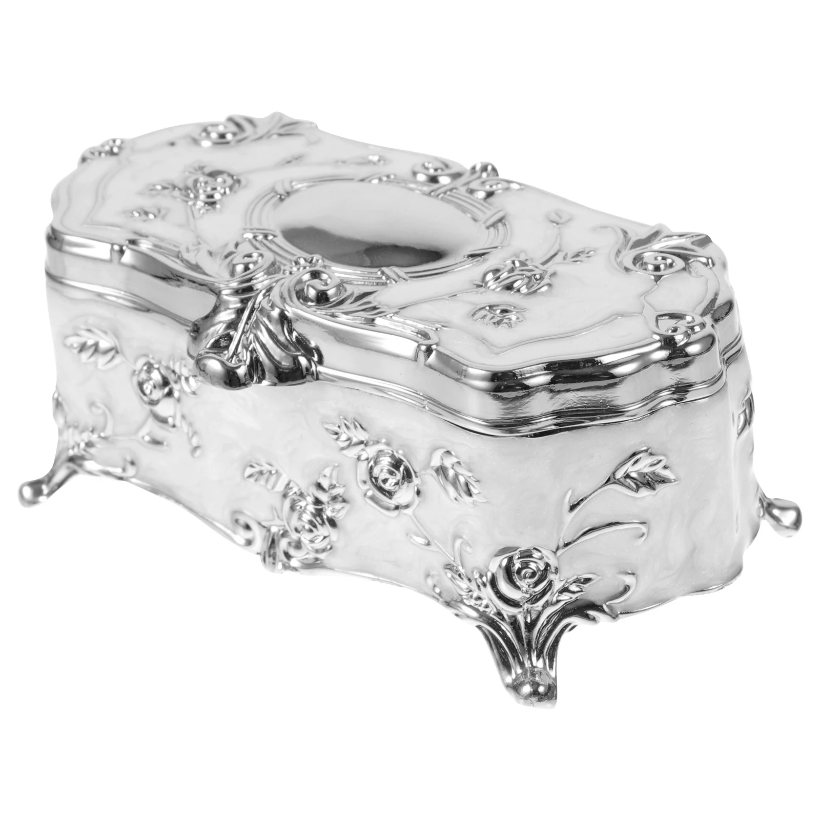 

Carved Alloy Jewelry Box Storage Case for Earrings Necklaces Bracelets Trinket Organizer Decorative Gift Box Metal