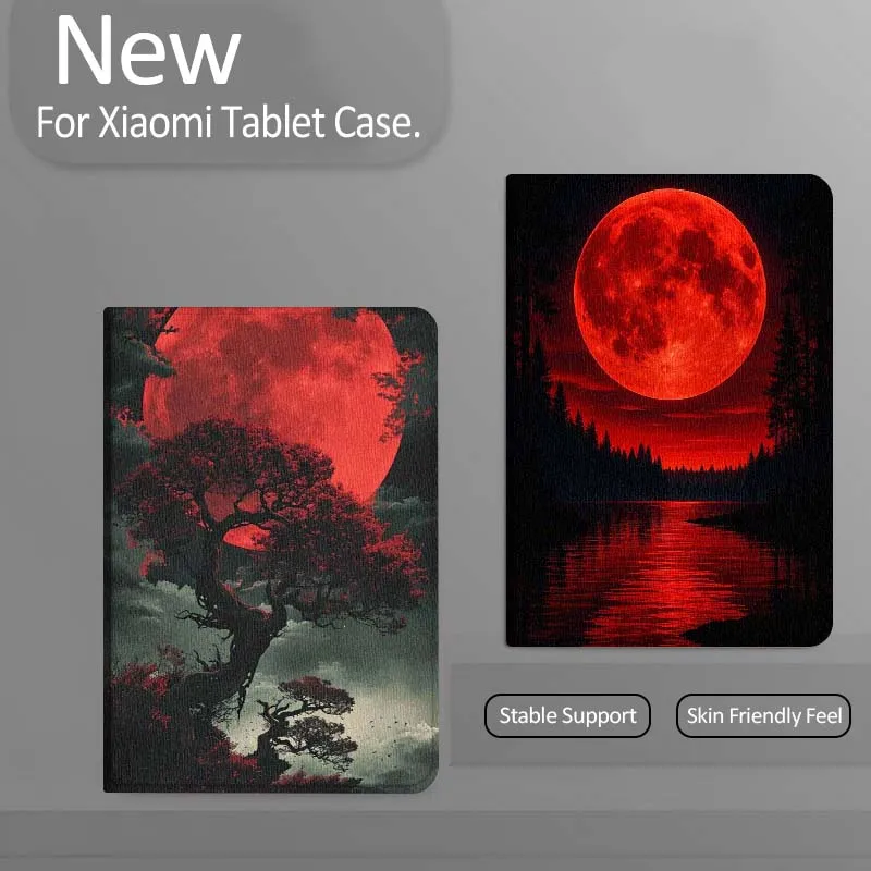 

Red Moon Night Reflection Tablet Case For Xiaomi Redmi Mini Pad SE K 2 4 5 6 7 8 2023 2025 11 8.8 11.2 10.1 Pro Gift