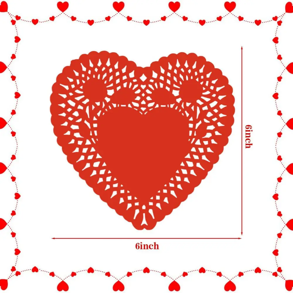 100 Heart Lace Paper Doilies For Wedding Table Decor Valentines Day Party Supplies Exquisite Dessert Tray Liners