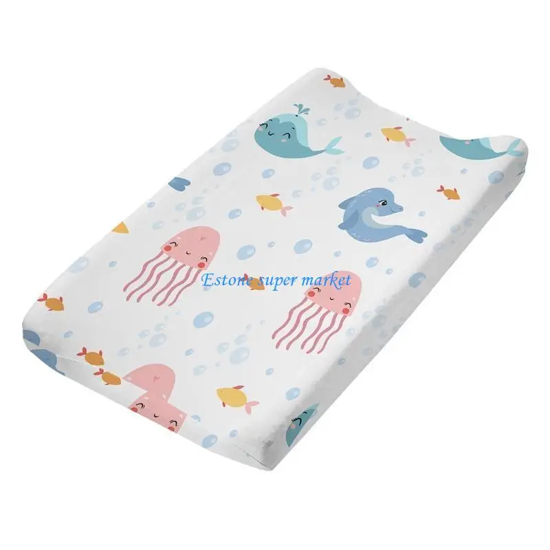 090B Diaper Change Table Sheet Stretchy Changing Mat Cover Baby Changing Pad Cover Soft Breathable Fabric Nursery Pad Cover