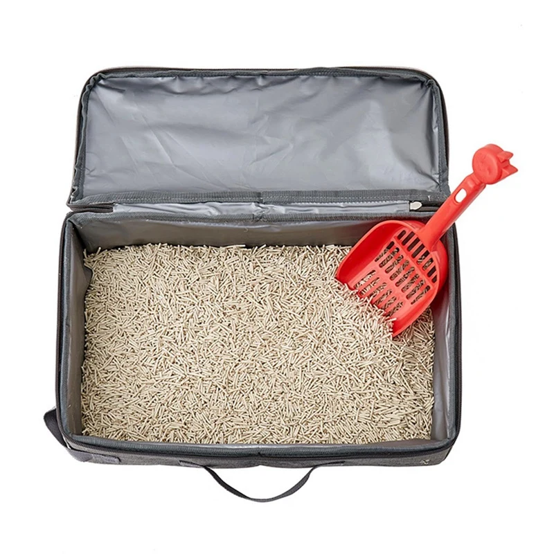 Foldable Cat for Travel Litter Tray Leakproof with Zipped Lid Portable Cat Toilet for Hotel Car Outdoors 30 X 30cm-A51M