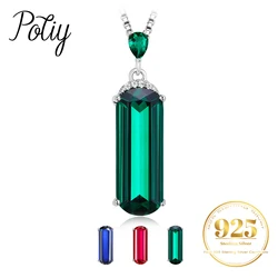 Potiy Created Sapphire Ruby Simulated Nano Green Emerald 925 Sterling Silver Pendant Necklace for Women No Chain