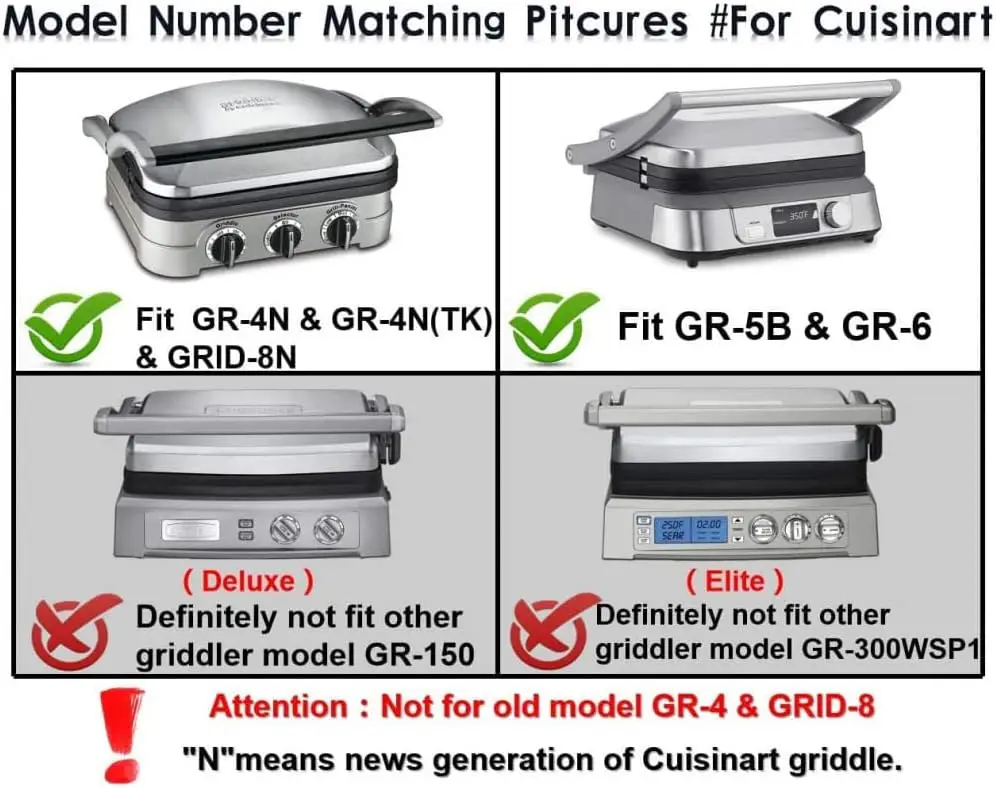 Waffle Plates Only for Cuisinart Griddler GR-4N, GR-5B, GR-6 and GRID-8N Series, Nonstick Coating Baking Waffle Plates by Gvode