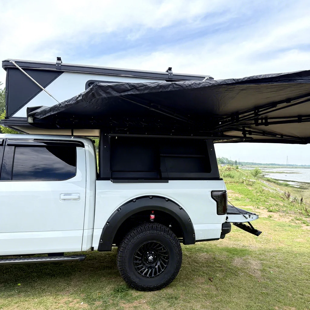 Slide-in Truck Camper, for 4x4 Pickup Truck, Luxury Expanded Waterproof RV Caravan, Lightweight Camping Box, Overland Travel