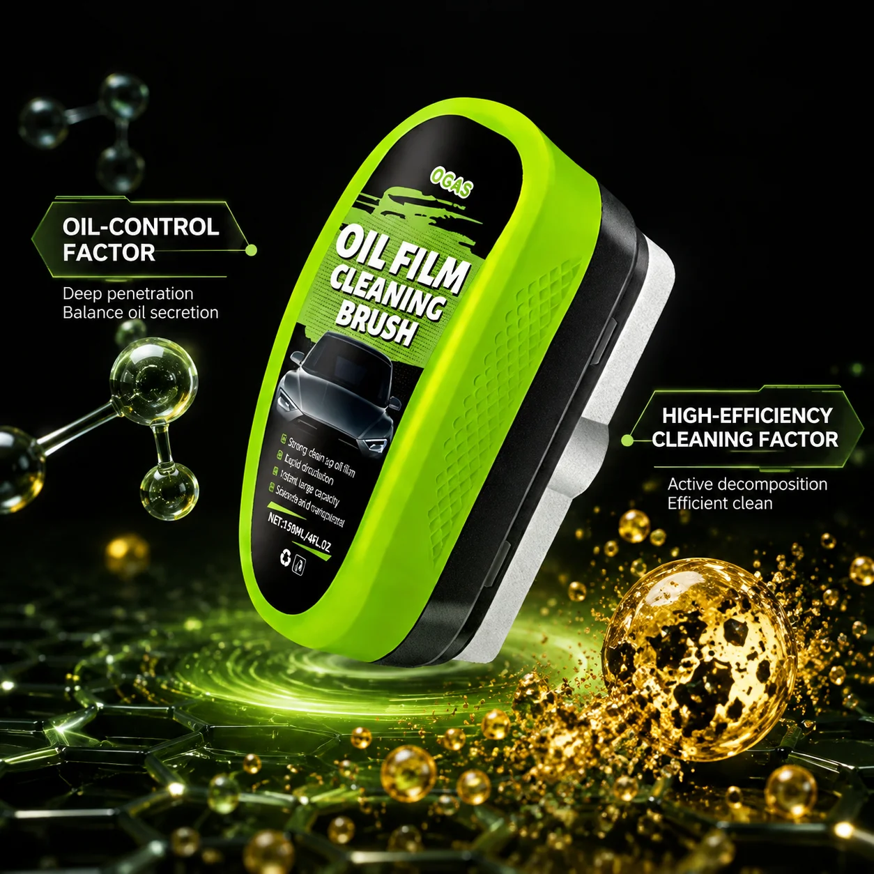 OGAS 150ml Car Glass Oil Film Cleaning Brush Bug Residue & Water Stain Remover For Windshield Rearview Mirror Bathroom Glass