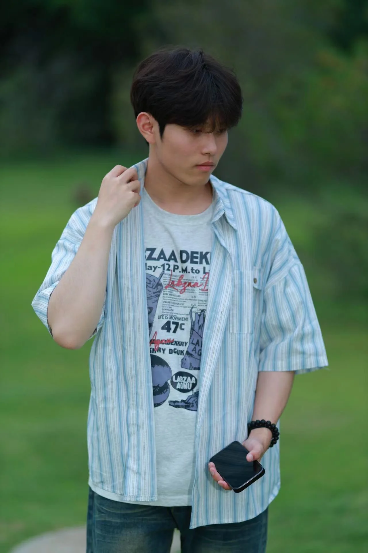 

Summer Thin Men's Casual Striped irt ort Sve Loose Fit y Top Vintage Japanese Sle Regular Length Button up