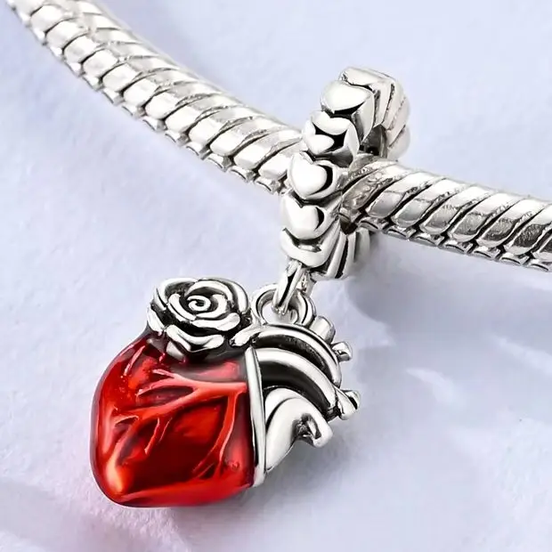 الأصلي 925 الفضة سحر روز القلب صالح سوار قلادة صنع للمرأة غرامة المجوهرات