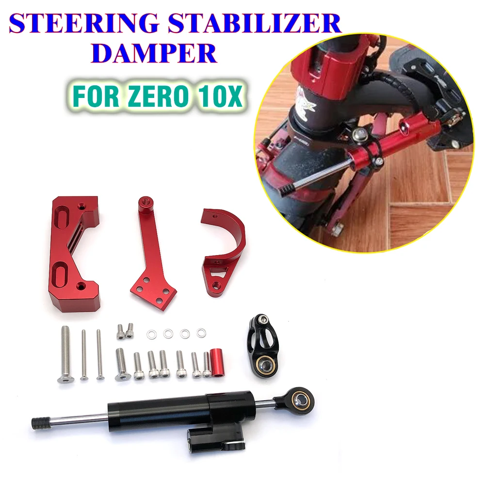 

CNC Directional Steering Damper with Bracket kit Accessories For Zero 10X Electric Scooter Increase High Speed Stability Safety