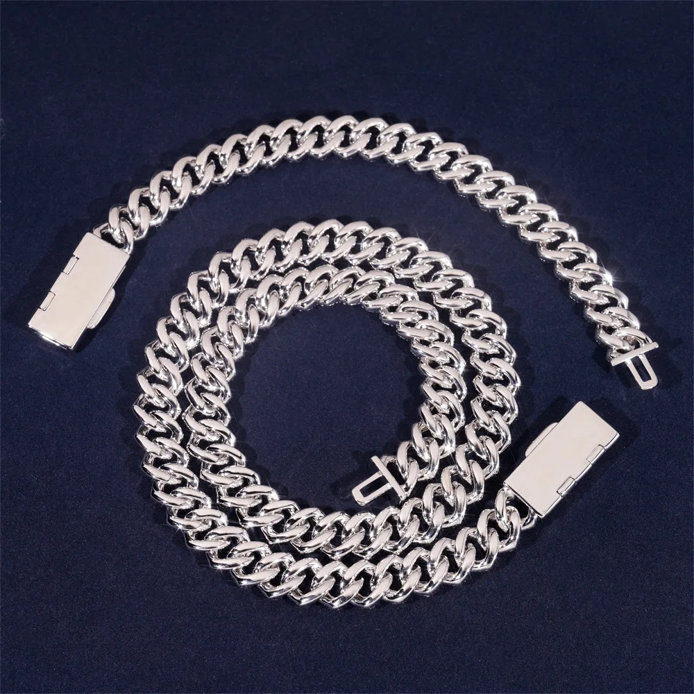 

Trendy 12mm Cuban necklace with electroplated S925 and moissanite inlay for men's Hip hop accessories, hot selling item