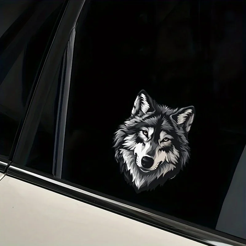 1개 트렌디 늑대 머리 스티커 - 방수 비닐 자연 포식자 그래픽 - 물병 노트북 자연 애호가 멋진 장식