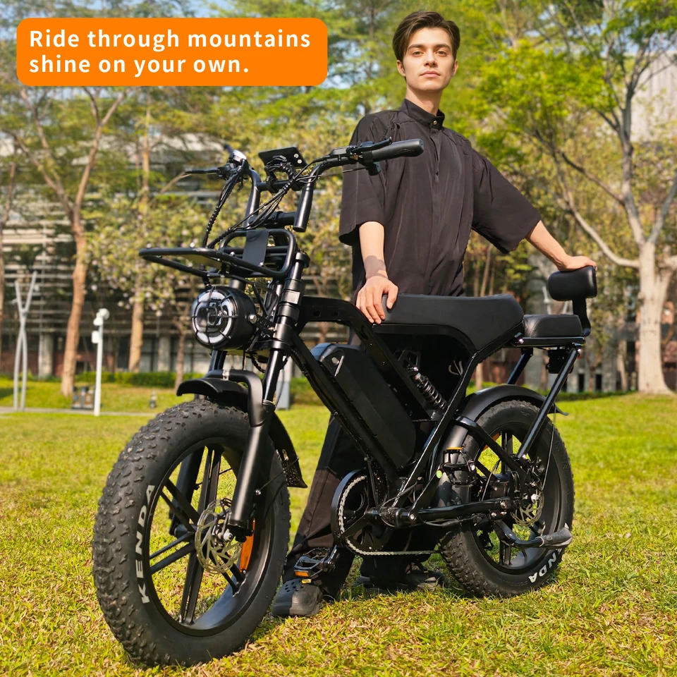 X80 Pro Adult Ebike, 1000W Motor, 20-inch Fat Tire Electric Bicycle, Hydraulic Brakes, 7-Speed ​​Transmission, 48V 15Ah Long Range, All-Terrain Off-Road Electric Bicycle, Front and Rear Suspension, Anti-Theft Alarm image 8