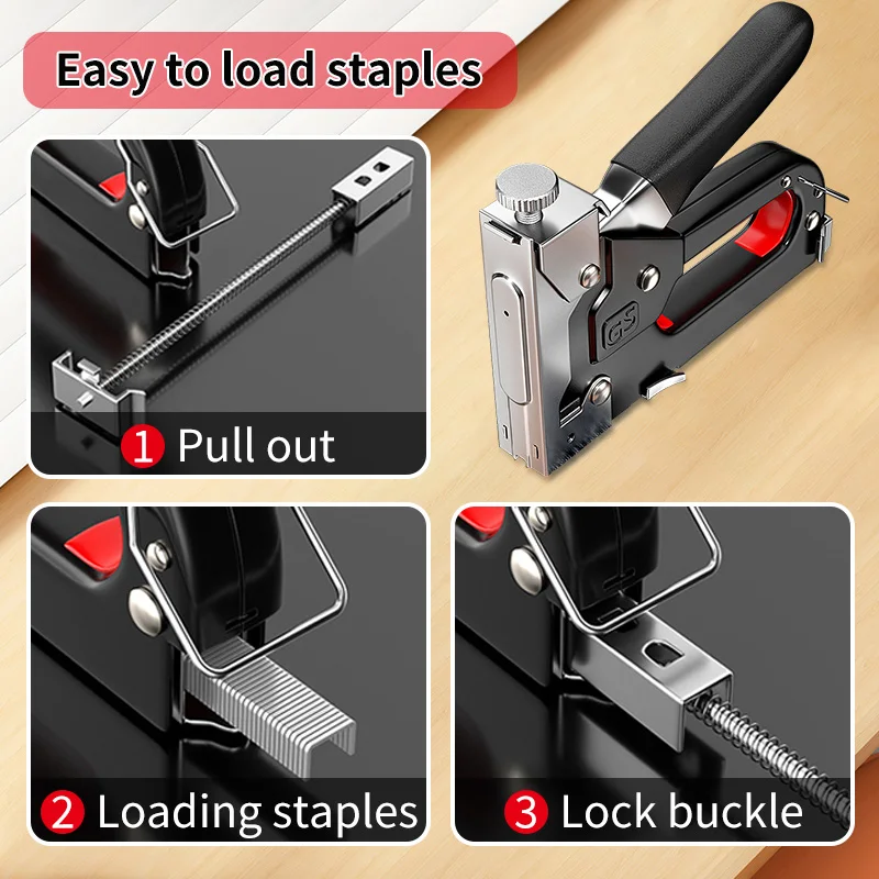 4 In 1 Nail Gun DIY Furniture Construction Stapler Upholstery Staple Gun Home Decor Carpentry Tool