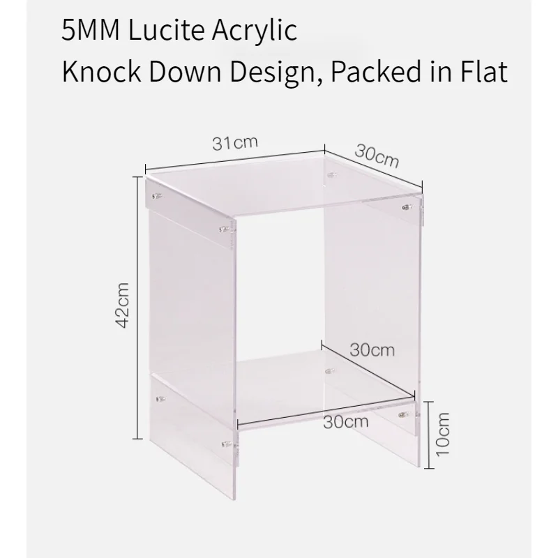 Lucite Modern Design Clear Acrylic Decorative End Table Home Decor Display Nightstand  2 Layer Storage Shelves Acrylic Table