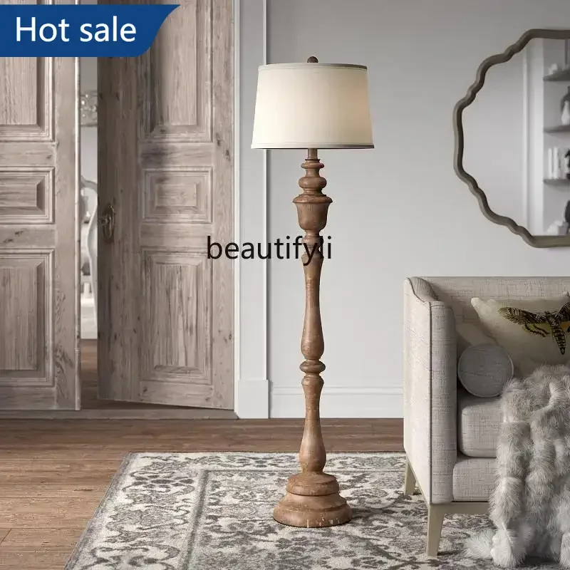 NQ52 Great discounts French solid wood floor lamp atmospheric living room bedroom bedside lamp American retro, hall decorative l