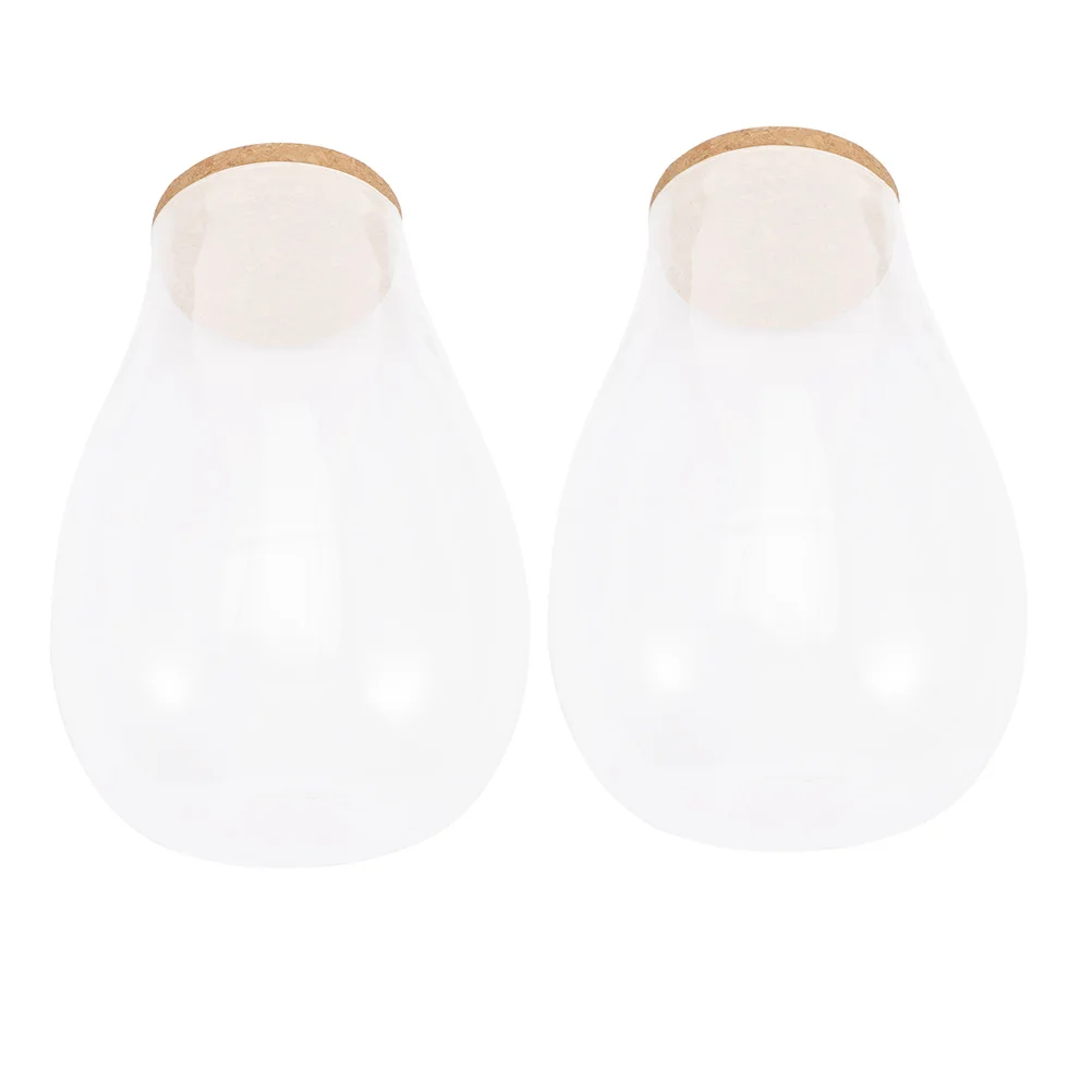 

2 Pcs Moss Eco Bottle 20 14cm Glass Terrarium Container Wood Lid Landscape Vase for Hydroponic Plants Empty for Indoor