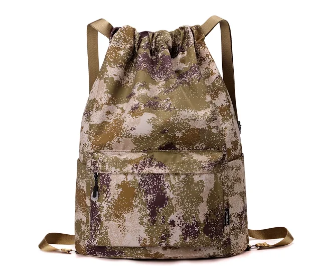 Camo Backpack For Men Women Water Resistant Sports Gym Drawstring Bag Basketball Hiking Rucksack Outdoor Travel Storage Backpack