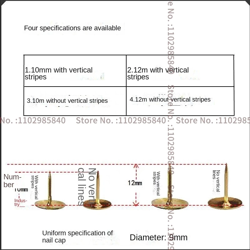 200PCS Golden Tack Pin Special Peg down Jacket Cutting Piece Flat Head Nail Cap Nail 10mm 12mm Length for Clothing Template Sew