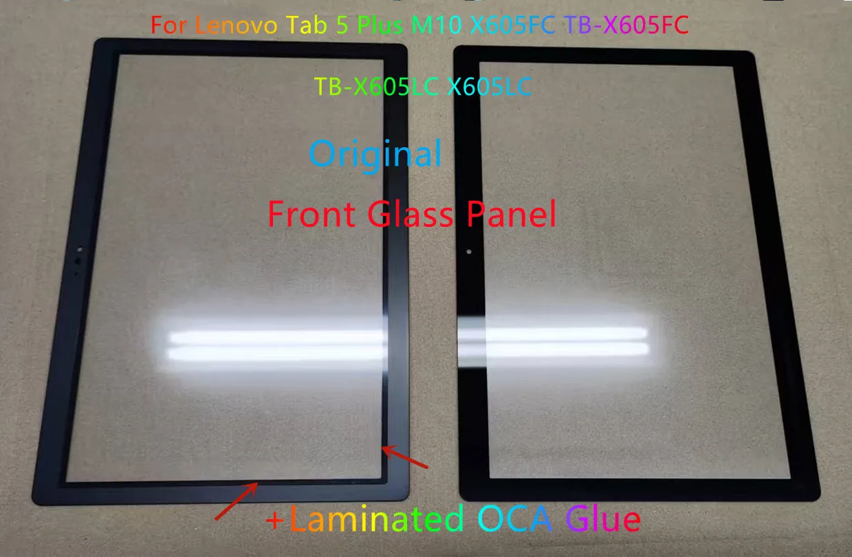 New Original For Lenovo Tab 5 Plus M10 X605FC TB-X605FC TB-X605LC X605LC Touch Screen Front Outer Glass Panel+Laminated OCA Glue