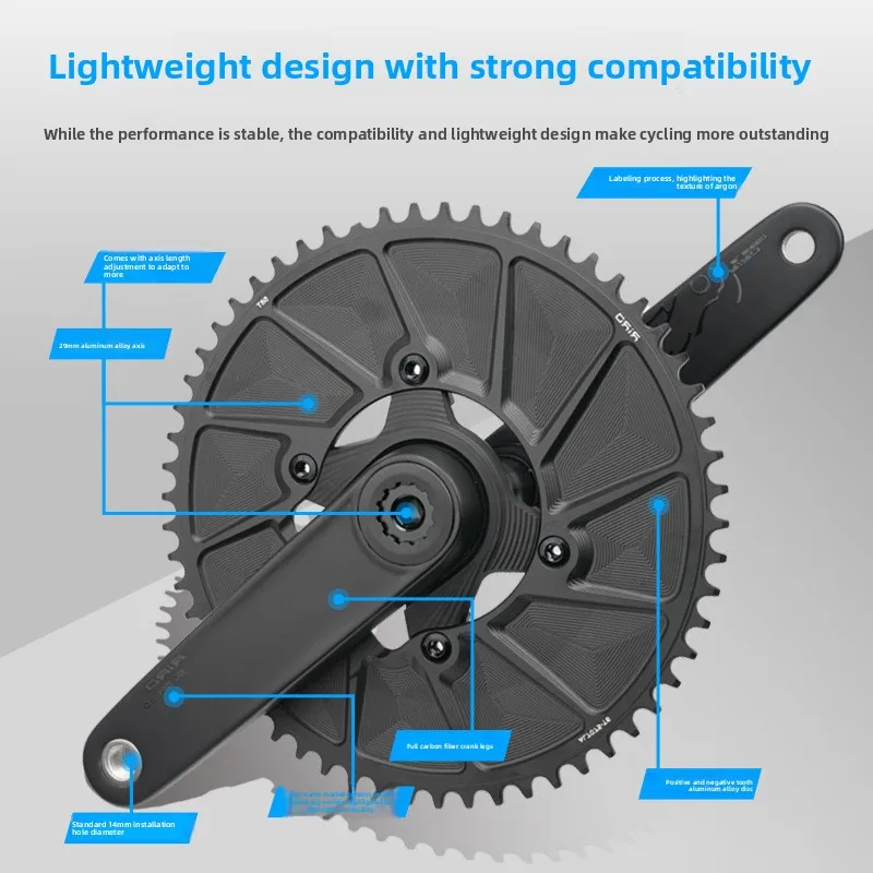 Carbon fiber crank tooth plate road car hollow ultra-light crank folding car single plate modified DUB29 axis