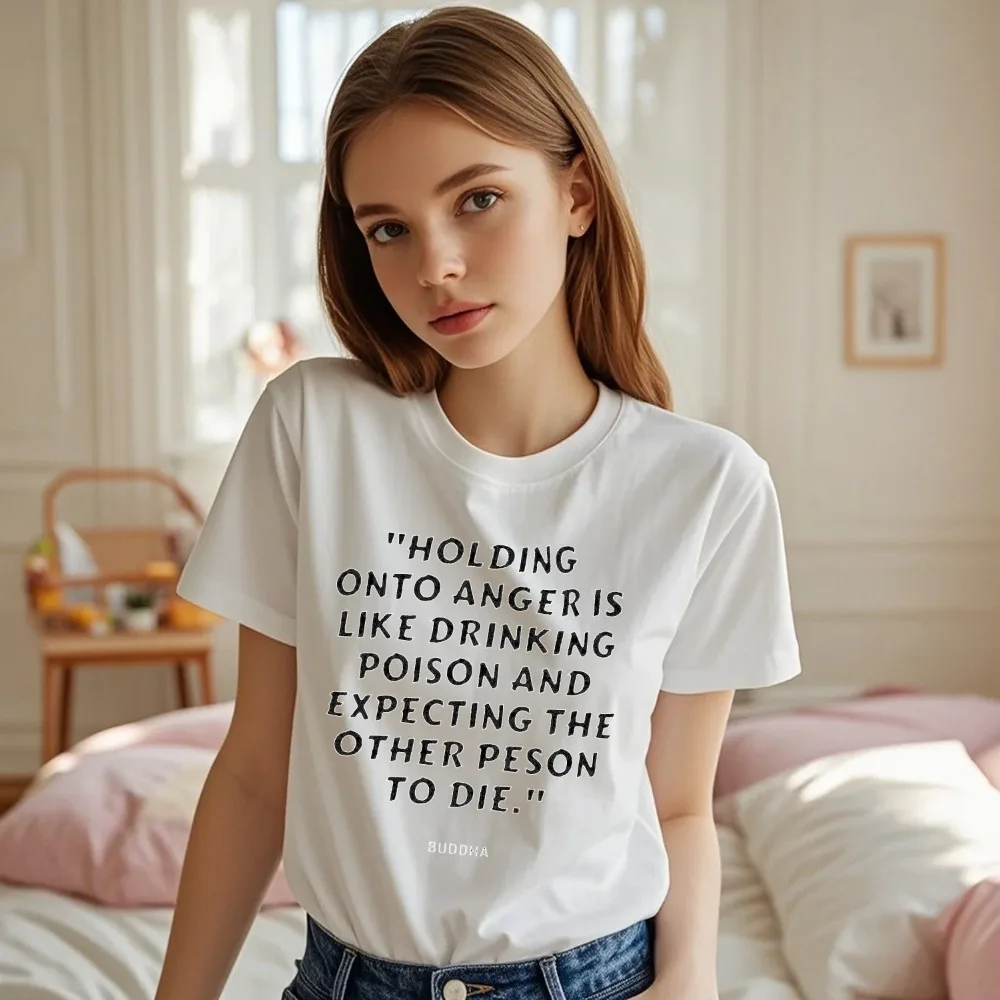 Buddha Forgiveness Quote Spiritual Wisdom Women Cotton T-Shirt Buddhist Teaching Inspiration Motivational Saying Graphic TShirts