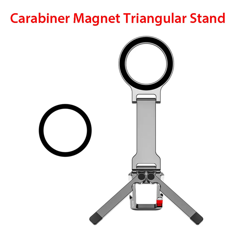

Carabiner Magnet Triangular Stand Folding Metal Clip Desktop Tripod 360° Adjustable Phone Mount for Desktop/Outdoor Use