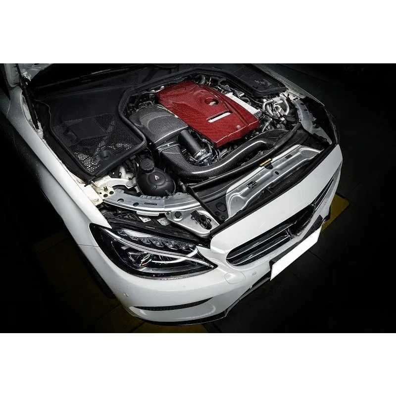 15-18 Real Dry Carbon Fiber Intake System For Mercedes Benz W205 C180/C200/C260/C300/Glc200 2.0T Engine Air Intake Pipes