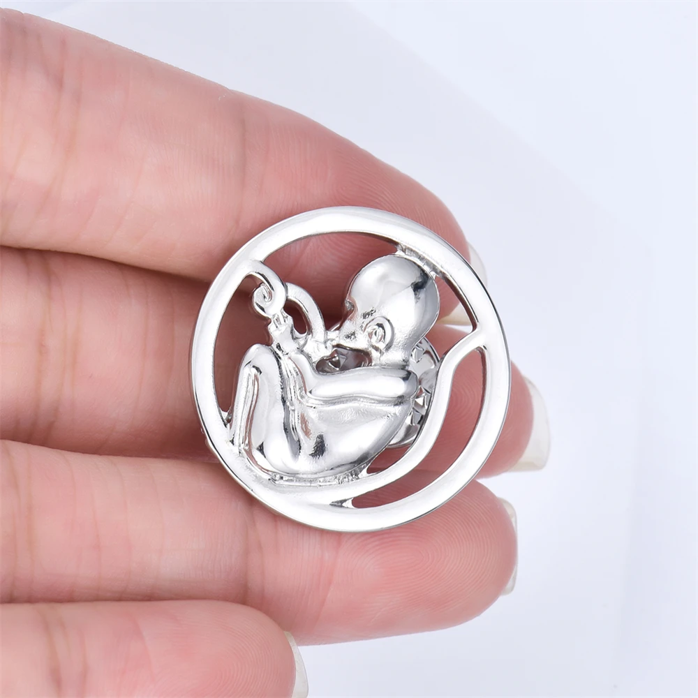 Medical Obstetrics Fetus and  Umbilical Cord Brooch Pin ,White Coat Decoration Jewelry for Doctors Gynecology Series