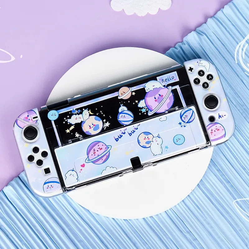 

Kawaii Pastel Planets Funda Nintendo Switch OLED Cover Case Dockable Protective TPU Shell For Nintendo Switch Controller Joy-Con