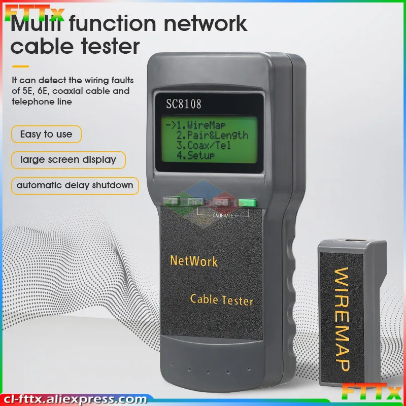 

SC8108 Portable LCD Network Tester Meter&LAN Phone Cable Tester & Meter With LCD Display RJ45