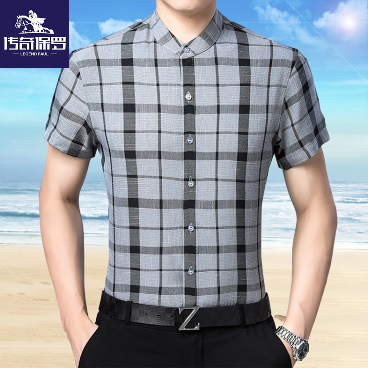 

Legend Paul 2026 Summer Mens Dad irt f Sve ort Sve Menswear Mid-aged And ly Cheered Pattern Busin Sle