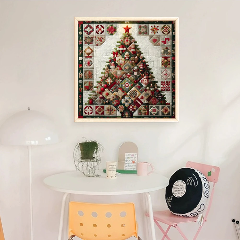 Full Embroidery cotton Thread 14CT Printed Xmas Tree Cross Stitch Kit Art