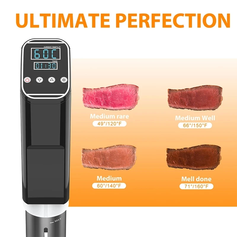 

12L1000W Vacuum Slow Sous Vide Food Cooker Powerful Immersion Circulator Machine LCD Digital Timer Display Stainless Steel