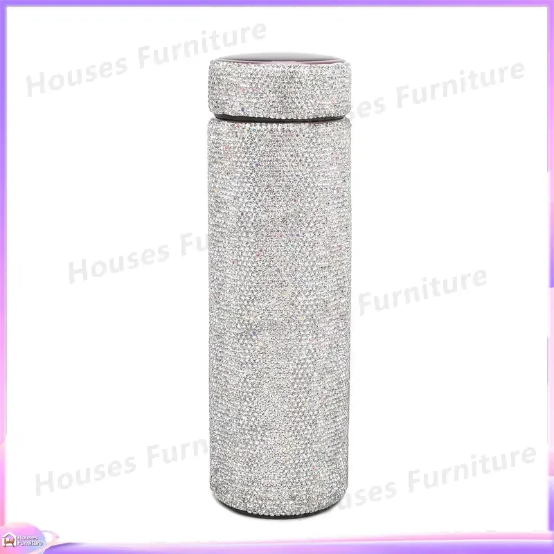 Luxury Rhinestone Stainless Steel Thermos Vacuum Flask Insulated Water Bottle Hot Cold Drink Mug Portable Travel Cup for Gym