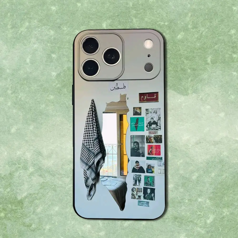 Keffiyeh Hattah coque de téléphone de mode pour iPhone 14,13,17,12,11,16,15,Plus,Pro Max, XS,X,XR,SE,Mini, couverture noire en Silicone souple