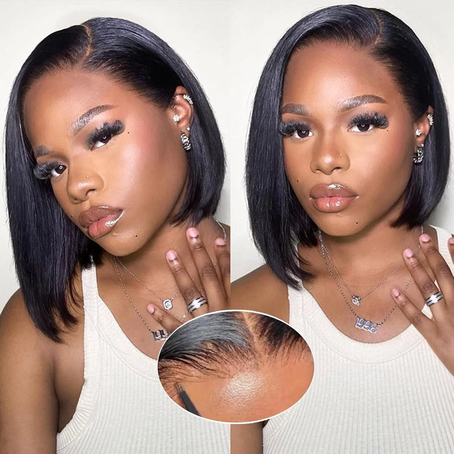 

Парик-боб с прямой текстурой, 220% плотности, с кружевной передней частью 13x4, из бразильских волос Реми, предварительно выщипанный, 16 дюймов, 100% натуральные человеческие волосы