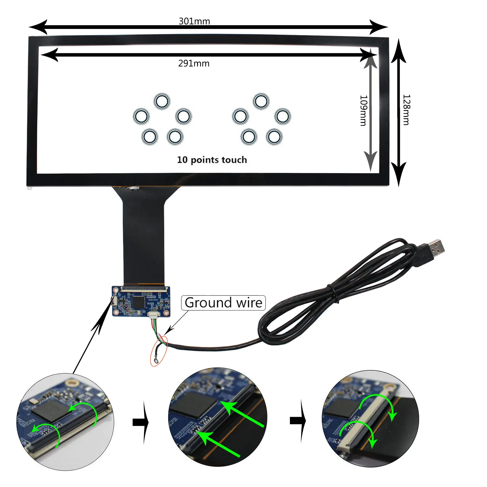 12.3 정전식 터치 패널 인터페이스, USB, HSD123IPW1, LQ123K1LG03 LCD