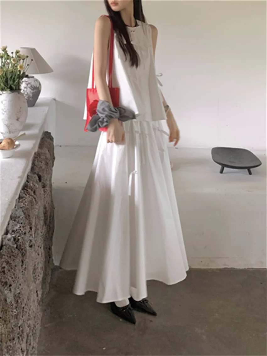 Alien Kitty 2024 Vacation Solid Gentle Women Suits Chic Slim Casual All Match Bow Daily A-Line Skirts Loose High Street Sets