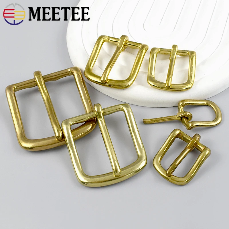 

2Pcs Meetee 13-38mm Pure Copper Belt Buckles Pet Collar Pin Buckle Leather Crafts Adjustable Replace Clasp Hardware Accessories