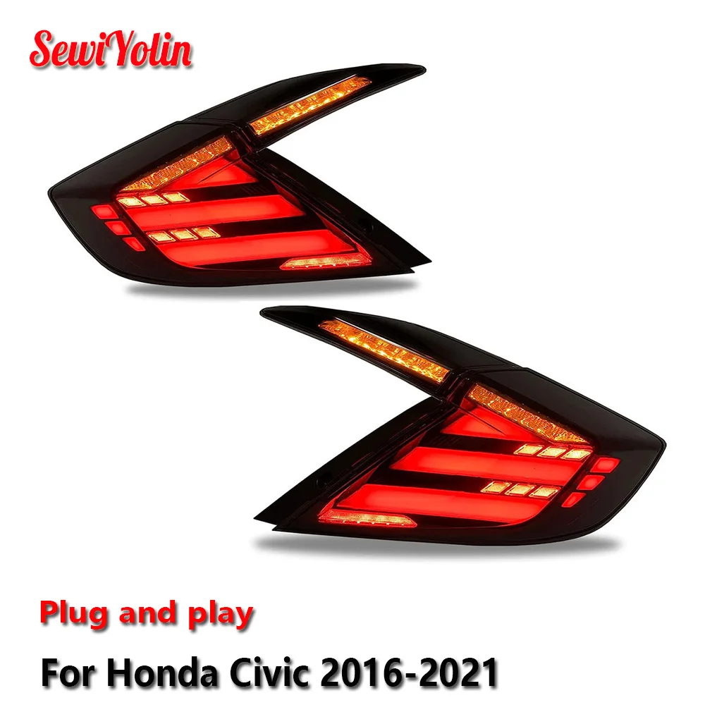 

Car LED Tail Light Assemblies For Honda Civic 2016-2021 Auto Fog DRL Brake Turn Signal Lamp Plug and Play