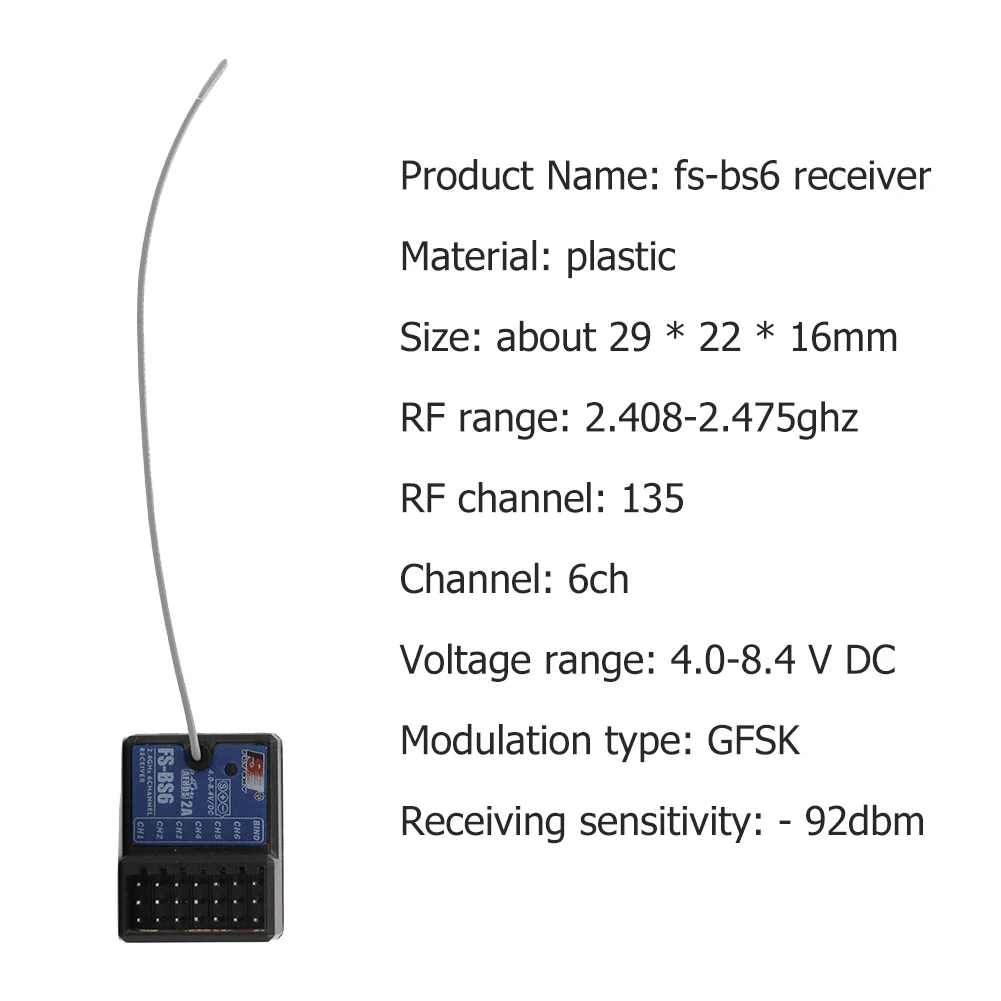 FlySky RC 컨트롤러 송신기용 FS-BS6 FS-ia6B, 6CH, GR3E, 3CH RC 리시버, FS GT5, i6, i6x, i6S, GT3B, GT3C, GT2B